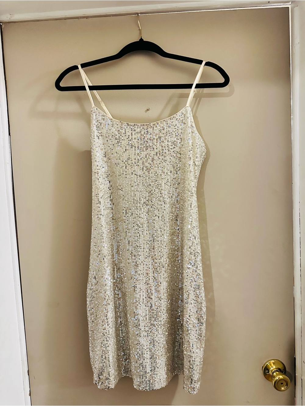 Gianni Bini Silver Sequin Mini Slip Dress